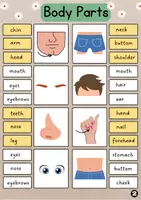 Aperçu - Feuilles d'exercices - Body Parts Clip Cards | Vocabulary - Page 2