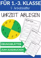Vorschau - Arbeitsblätter - Übungsblätter 1. Klasse bis 3. Klasse Uhr ablesen & Zeit aufschreiben - Deckblatt