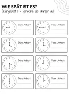 Vorschau - Arbeitsblätter - Übungsblätter 1. Klasse bis 3. Klasse Uhr ablesen & Zeit aufschreiben - Seite 1