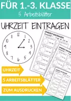 Vorschau - Arbeitsblätter - 1. Klasse bis 3. Klasse Uhrzeit eintragen Übungsblätter - Mathematik - Deckblatt