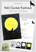 Vorschau - Arbeitsblätter - Hell-Dunkel-Kontrast (Wolf bei Vollmond) - Deckblatt