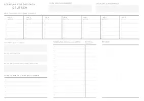 Vorschau - Klassenarbeiten - Vorlage: Lernplan für Klassenarbeiten DEUTSCH - Seite 1