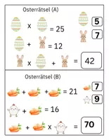 Vorschau - Arbeitsblätter - Ostern Mathematikrätsel (Level 1) - Seite 1