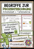 Vorschau - Arbeitsblätter - BEGRIFFE ZUR PROZENTRECHNUNG - Arbeitsblatt + Tafelmaterial - Deckblatt