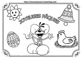 Aperçu - Matériel pour travaux manuels / dessin - Coloriage tableau de Pâques Diddl dessiné par nounoudunord - Page de couverture