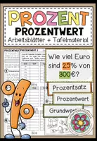 Vorschau - Arbeitsblätter - Prozentrechnung – Prozentwert berechnen und Rechenwege verstehen | Arbeitsblätter 6.–7. Klasse - Deckblatt