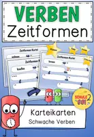 Vorschau - Fördermaterial/Inklusion - Zeitformen Verben KARTEI / regelmäßige Verben - Deckblatt