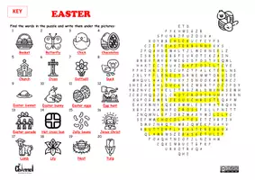 Vista previa - Hojas de trabajo - EASTER – Word search (20 words) - página 2