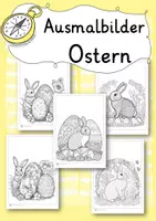 Vorschau - Mal- und Bastelvorlagen - Ausmalbilder Ostern Osterhase - Deckblatt