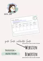 Vorschau - Arbeitsblätter - Gute Seite schlechte Seite: Websiten bewerten - Deckblatt