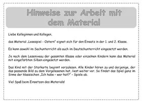 Vorschau - Spiele - Lesespiel "Ostern" - Klasse 1 & 2 - Seite 1