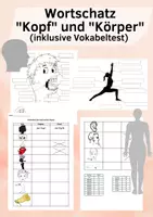 Vorschau - Arbeitsblätter - Körperteile DaZ/DaF - Kopf und Körper Wortschatz - Deckblatt