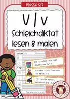 Vorschau - Unterrichtsreihen - Schleichdiktat/ Laufdiktat - lesen & malen - WÖRTER mit V/v - Deckblatt