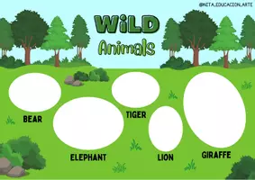 Vista previa - Tarjetas / Manipulativos - Animals Habitats Hund // Busca el animal 🐷🦋🦁🐸🐘 - página 2