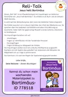 Vorschau - Arbeitsblätter - Reli-Talk : Jesus heilt Bartimäus - Plauderbrettspiel zur Blindenheilung - Seite 1