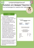 Vorschau - Stundenentwürfe - Unterrichtsentwurf (Examen): Genommutation am Beispiel Trisomie 21 SekII Down-Syndrom - Deckblatt