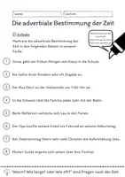 Vorschau - Arbeitsblätter - Adverbiale Bestimmung der Zeit (Zeitbestimmung) Übungen (I) - differenziert - mittel - Seite 1