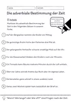 Vorschau - Arbeitsblätter - Adverbiale Bestimmung der Zeit (Zeitbestimmung) Übungen (II) - differenziert - mittel - Seite 1