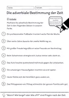 Vorschau - Arbeitsblätter - Adverbiale Bestimmung der Zeit (Zeitbestimmung) Übungen (III) - differenziert - mittel - Seite 1