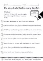 Vorschau - Arbeitsblätter - Adverbiale Bestimmung der Zeit (Zeitbestimmung) Übungen (V) - differenziert - mittel - Seite 1
