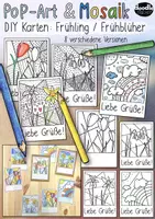 Vorschau - Mal- und Bastelvorlagen - DIY Postkarten - Frühblüher und Frühling (Pop-Art & Mosaik) - Deckblatt