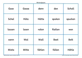 Vorschau - Spiele - Lange und kurze Vokale: Minimalpaare + Rätsel - Seite 1