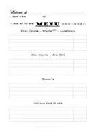 Aperçu - Feuilles d'exercices - At the restaurant - Creating a menu - Page de couverture