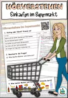 Vorschau - Arbeitsblätter - Hörverstehen - Einkaufen im Supermarkt - Arbeitsblatt und Interactive - DaZ / DaF / Deutsch - Deckblatt