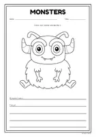 Vista previa - Hojas de trabajo - Monster Description Worksheets | Body Parts | Describing People | Writing - página 1