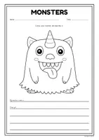 Vista previa - Hojas de trabajo - Monster Description Worksheets | Body Parts | Describing People | Writing - página 2