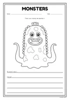 Vista previa - Hojas de trabajo - Monster Description Worksheets | Body Parts | Describing People | Writing - página 3