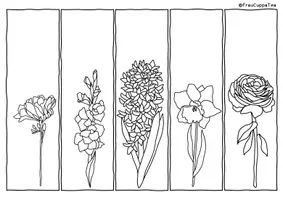 Vorschau - Mal- und Bastelvorlagen - Lesezeichen Blumen / Frühling zum Ausmalen FrauCuppaTea - Seite 2