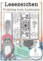 Vorschau - Mal- und Bastelvorlagen - Lesezeichen Blumen / Frühling zum Ausmalen FrauCuppaTea - Deckblatt