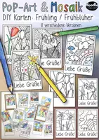 Vorschau - Mal- und Bastelvorlagen - DIY Postkarten - Frühblüher und Frühling (Pop-Art & Mosaik) - Deckblatt