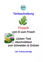 Vorschau - Arbeitsblätter - Frosch - Vom Ei zum Frosch : Lückentext und Abschreibtext - Deckblatt