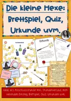 Vorschau - Stundenentwürfe - Die kleine Hexe - Otfried Preußler - Brettspiel, Quiz, Urkunde - Deckblatt