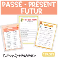 Aperçu - Feuilles d'exercices - Livret Fiches Activités Présent Passé Futur - Page de couverture