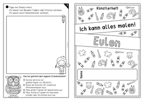 Vorschau - Arbeitsblätter - Künstlerheft Eule (Skizzen, Malvorlage) - Seite 2