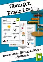 Vorschau - Arbeitsblätter - Futur I und Futur II Arbeitsblätter Klasse 5–7 – Zeitformen üben mit Merkblättern & Lösungen (Deutsch - Deckblatt