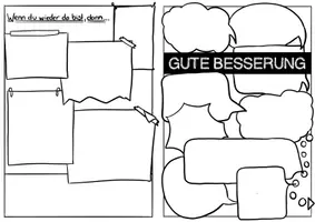 Vorschau - Mal- und Bastelvorlagen - Gute Besserung Karte - Genesungswünsche - Klappkarte - Deckblatt