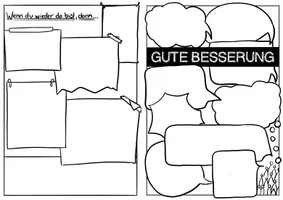 Vorschau - Mal- und Bastelvorlagen - Gute Besserung Karte - Genesungswünsche - Klappkarte - Seite 1