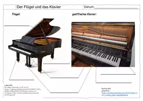 Vorschau - Arbeitsblätter - Instrumentenkunde: Flügel und Klavier (mit Lösung) - Deckblatt