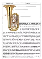 Vorschau - Arbeitsblätter - Instrumentenkunde: Die Tuba erklärt (mit Lösung) - Deckblatt