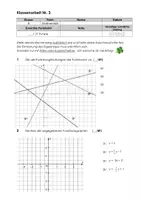 Vorschau - Test - Klassenarbeit „Lineare Funktionen und Prozentrechnen“_Klasse 8 - Deckblatt