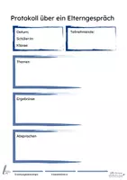 Vorschau - Lehrpläne/Lehrermaterial - Vorlage Protokoll Elterngespräch - Deckblatt
