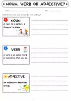 Aperçu - Feuilles d'exercices - Identifying Word Types | nouns - verbs - adjective | Grammar - Page 1