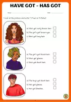 Aperçu - Feuilles d'exercices - Worksheet have got - has got | Describing People - Page 1