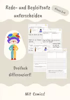 Vorschau - Arbeitsblätter - Wörtliche Rede - Redesatz und Begleitsatz - Deckblatt