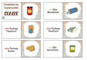 Vorschau - Spiele - Domino "Produkte im Supermarkt" Thema Einkaufen - DaZ / DaF / Deutsch - Seite 1