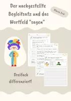 Vorschau - Arbeitsblätter - Wörtliche Rede - nachgestellter Begleitsatz und das Wortfeld 'sagen'. - Deckblatt